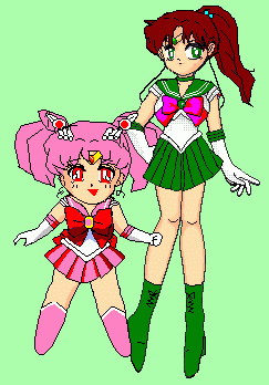 Sailor Jupiter and Chibi Moon